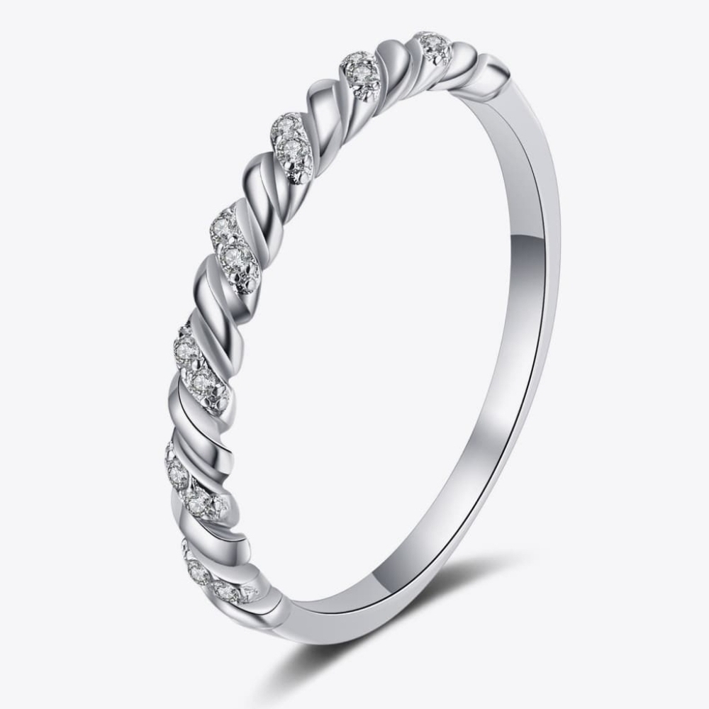 Moissanite Rhodium Plated White Gold Sterling Silver Minimalist Dainty Ring 6 7